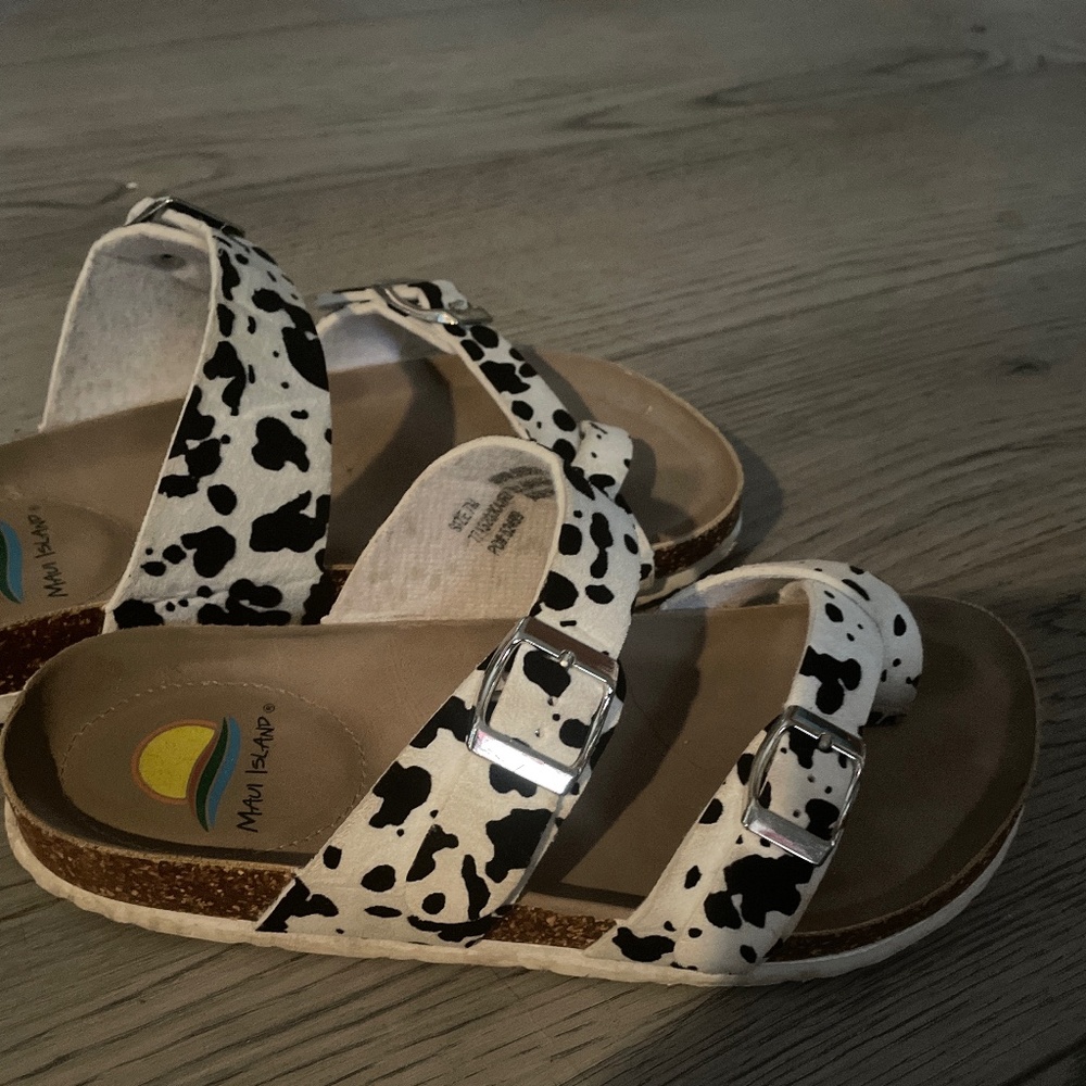 Cow print sandals